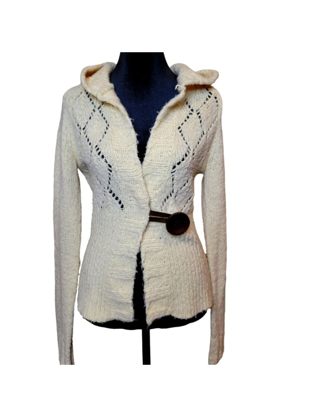 Free People cream button front sweater